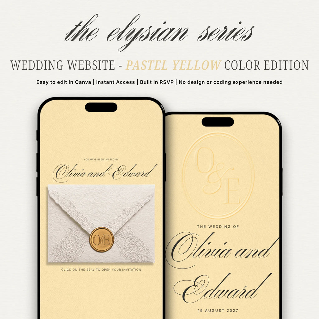 Pastel Yellow Wedding Website - Elysian Series
