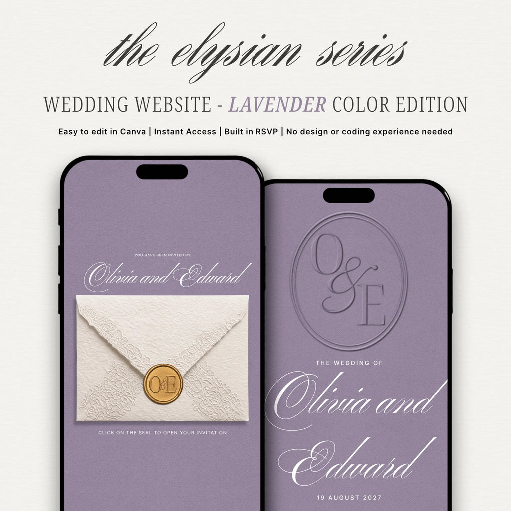 Lavender Wedding Website - Elysian Series