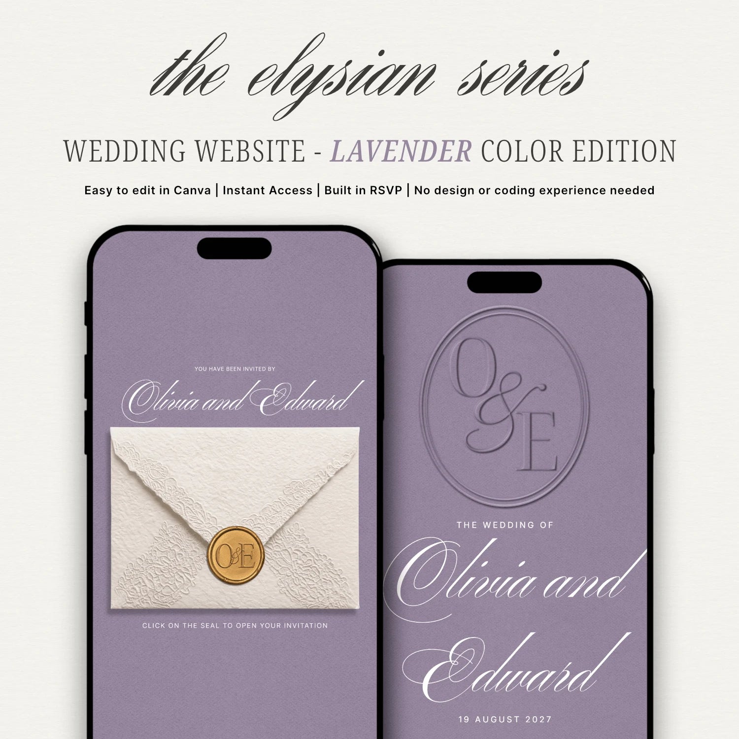 Lavender Wedding Website - Elysian Series