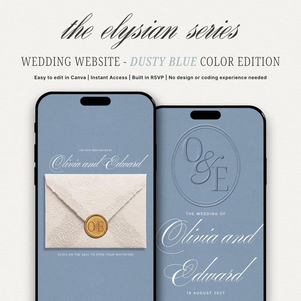Dusty Blue Wedding Website - Elysian Series