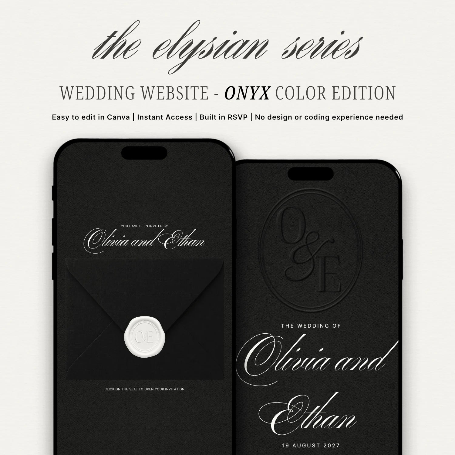 Onyx Wedding Website - Elysian Series
