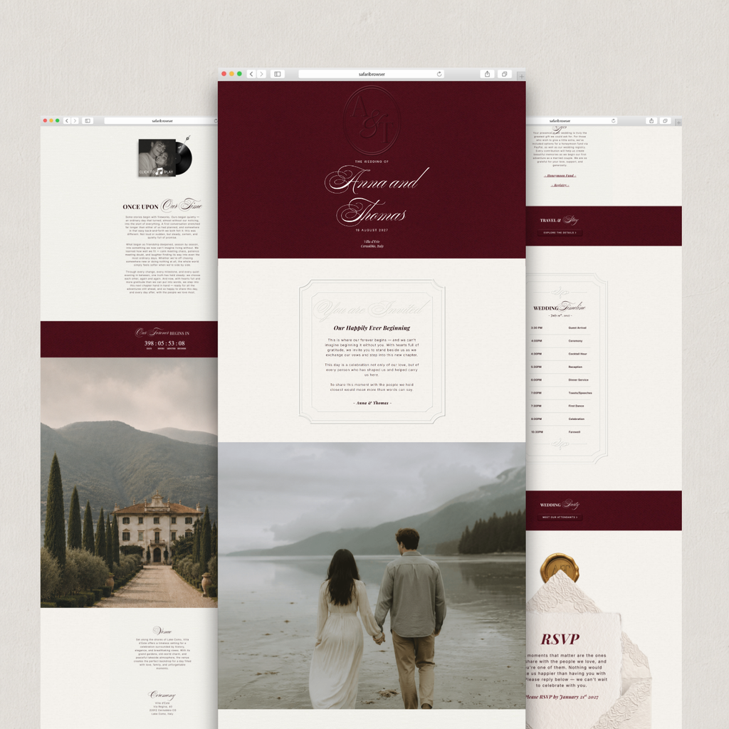 Elysian Series - Burgundy Wedding Website Edition
