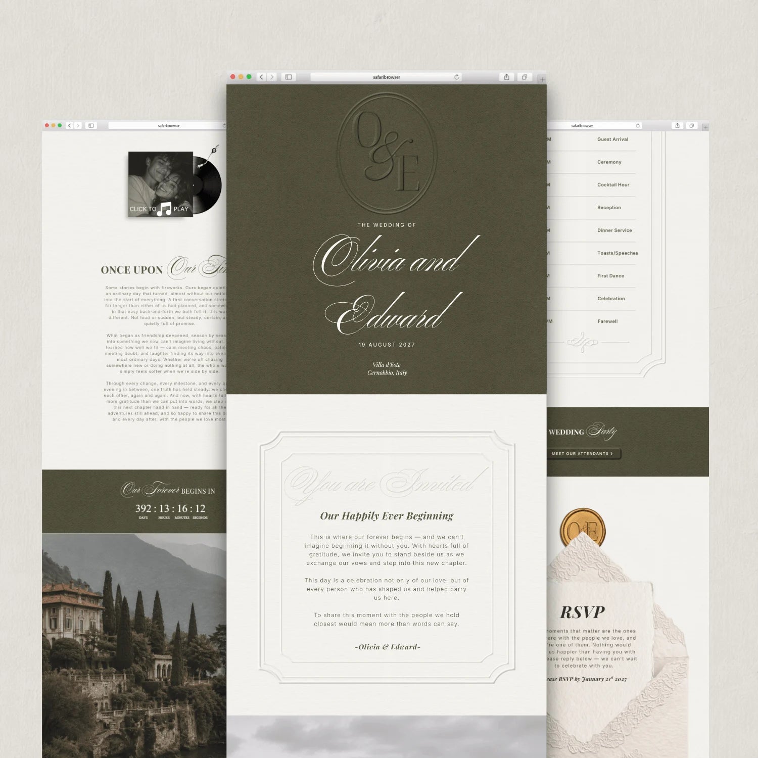 Sage Wedding Website - Elysian Series