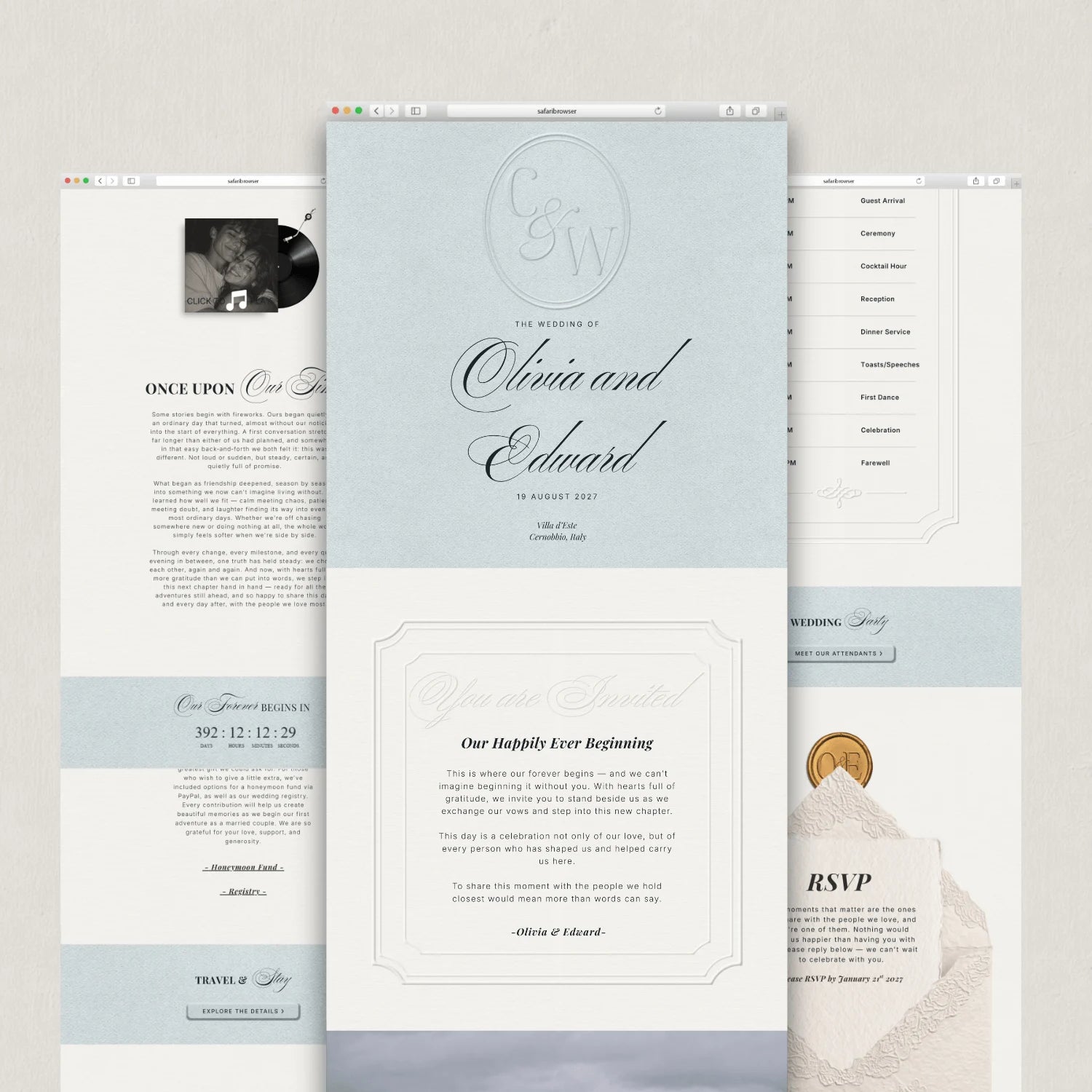 Powder Blue Wedding Website - Elysian Series