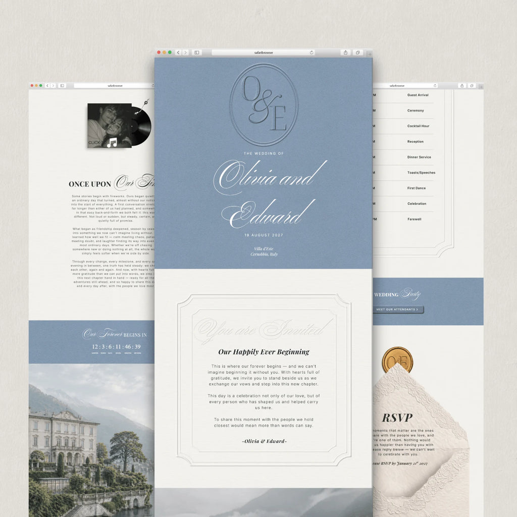Dusty Blue Wedding Website - Elysian Series