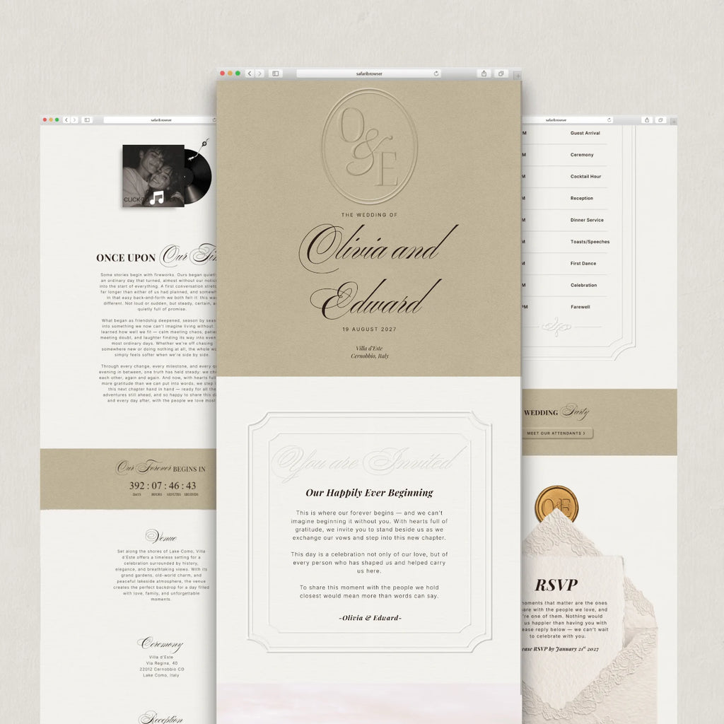 Champagne Beige Wedding Website - Elysian Series