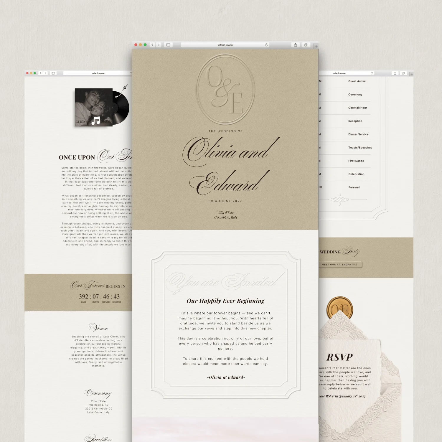 Champagne Beige Wedding Website - Elysian Series