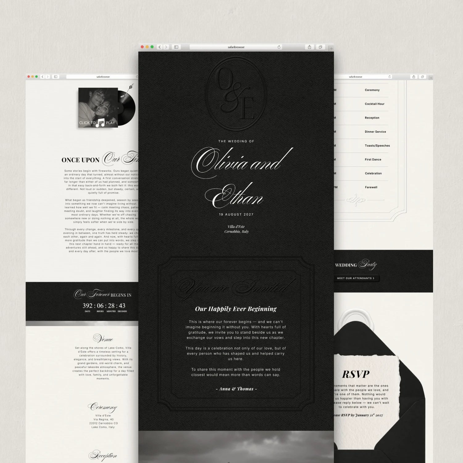Onyx Wedding Website - Elysian Series
