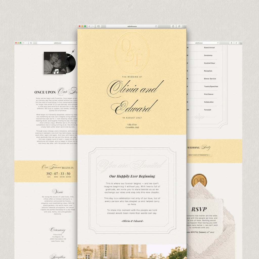 Pastel Yellow Wedding Website - Elysian Series