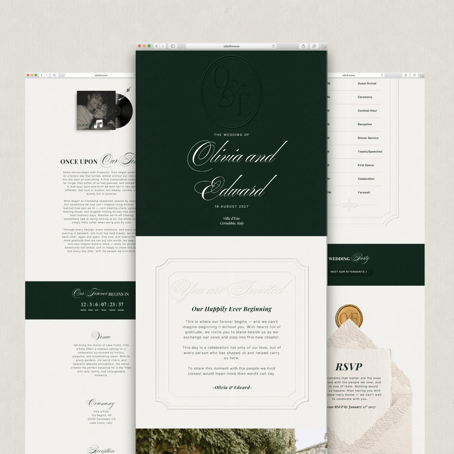 Cypress Green Wedding Website - Elysian Series