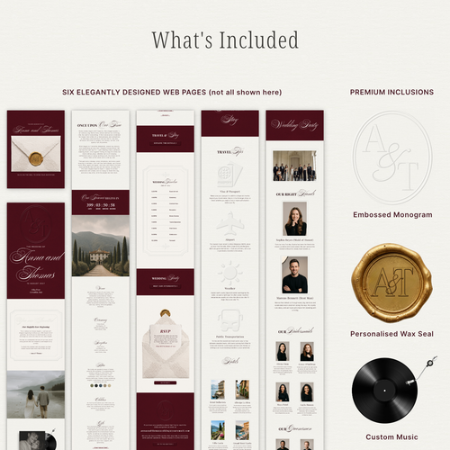 Elysian Series - Burgundy Wedding Website Edition