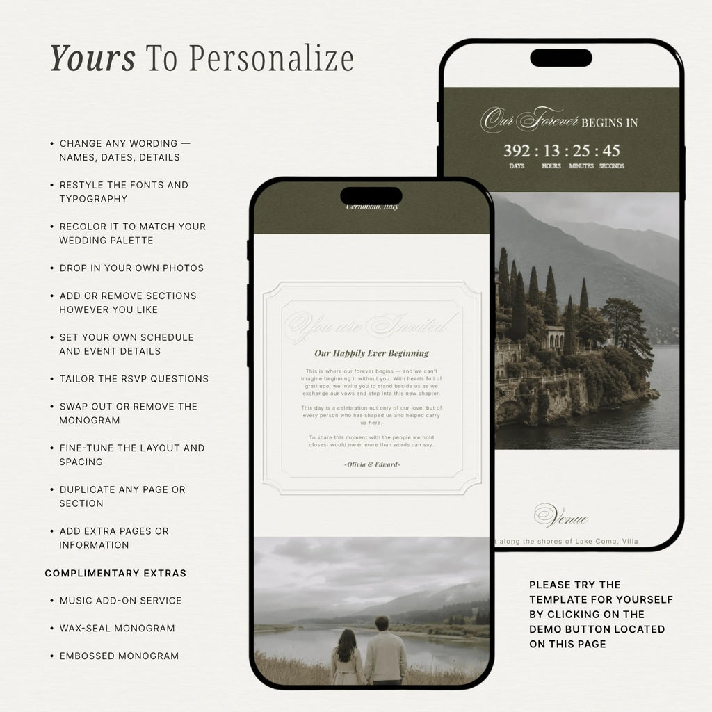 Sage Wedding Website - Elysian Series