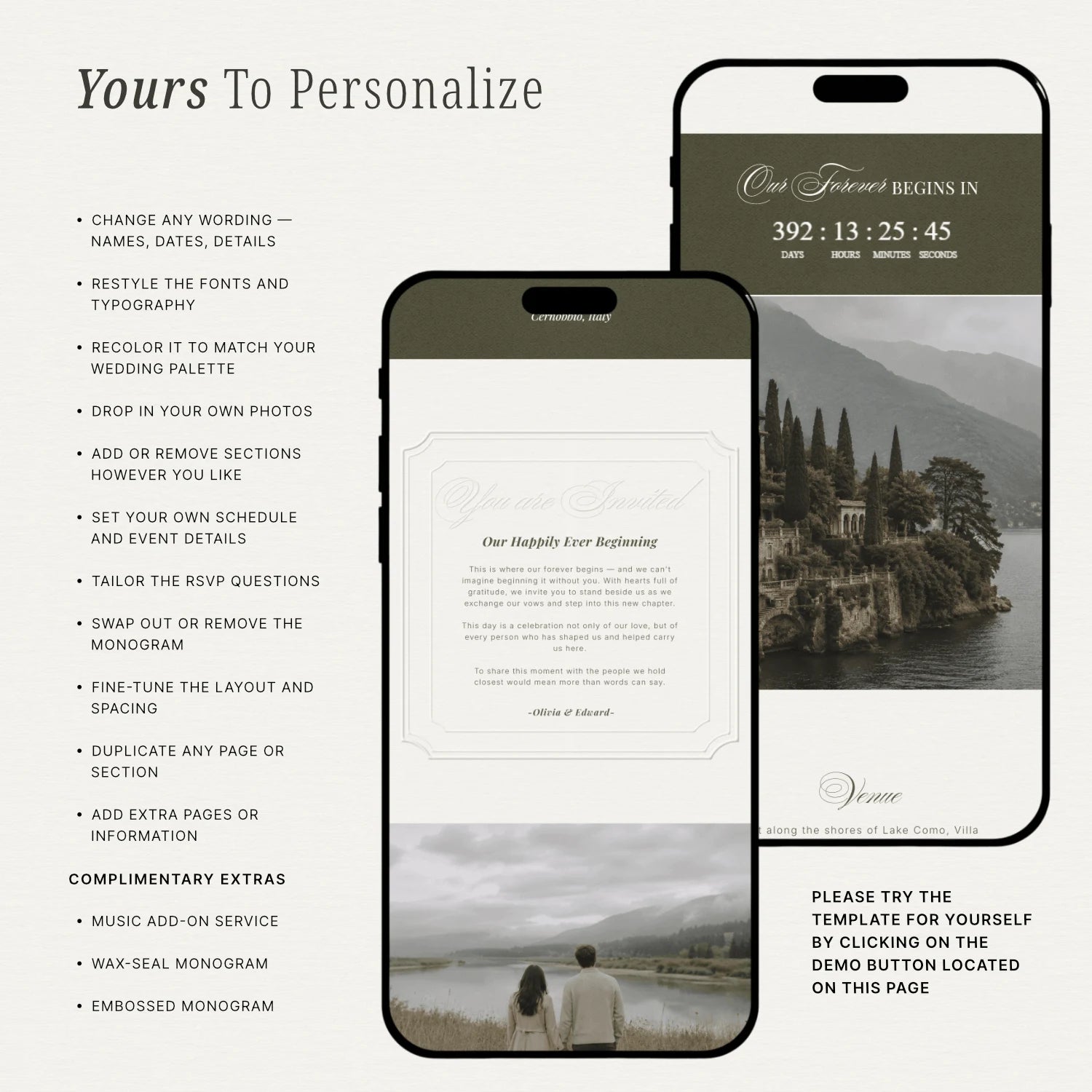 Sage Wedding Website - Elysian Series