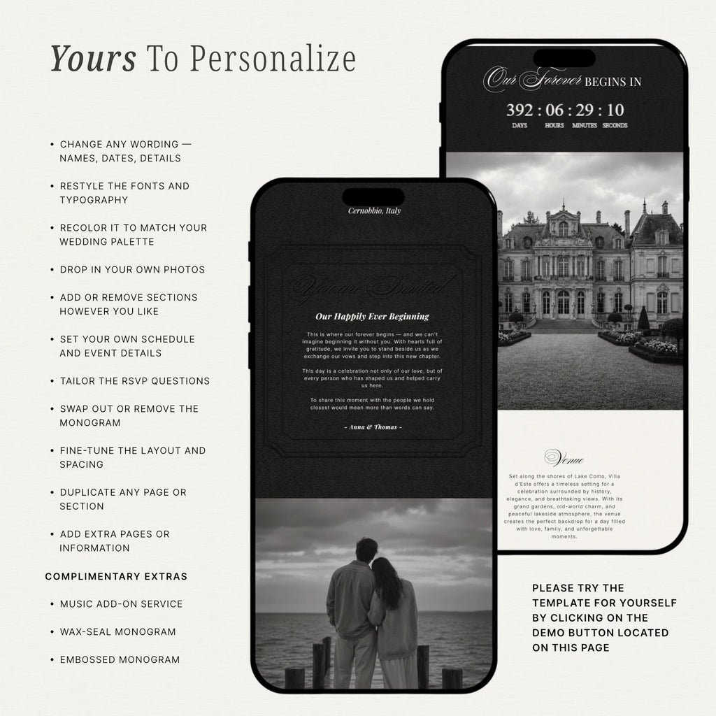 Onyx Wedding Website - Elysian Series