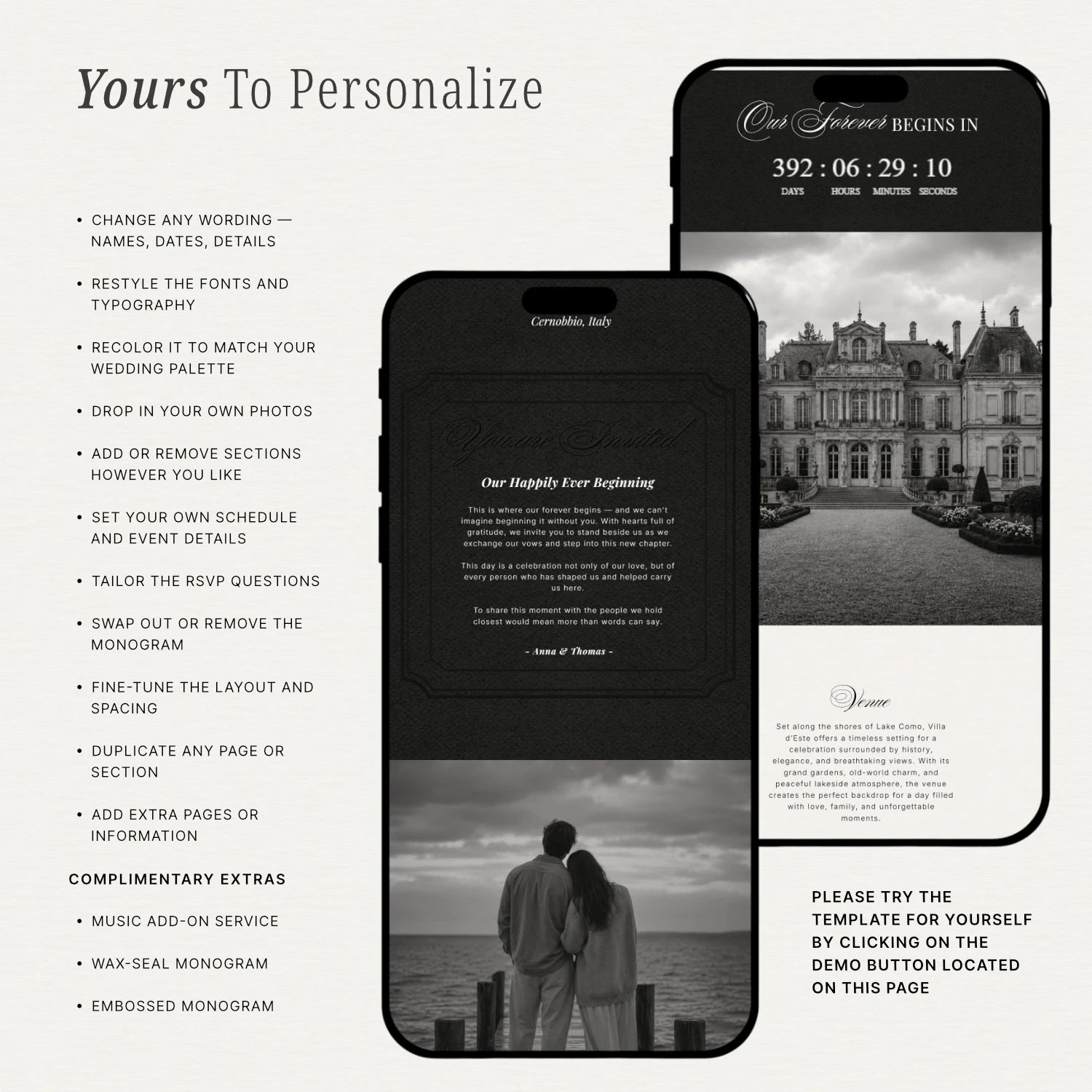 Onyx Wedding Website - Elysian Series