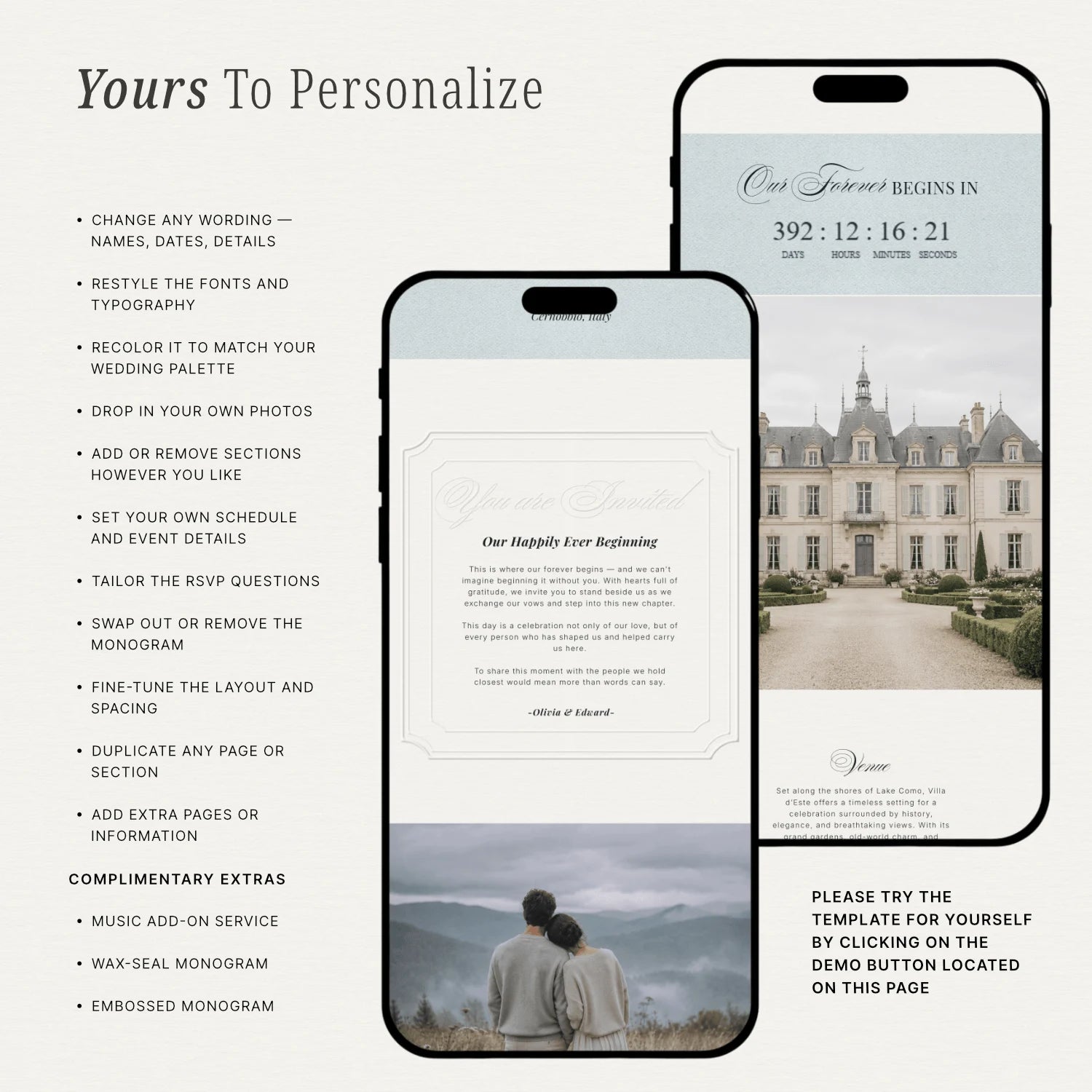 Powder Blue Wedding Website - Elysian Series