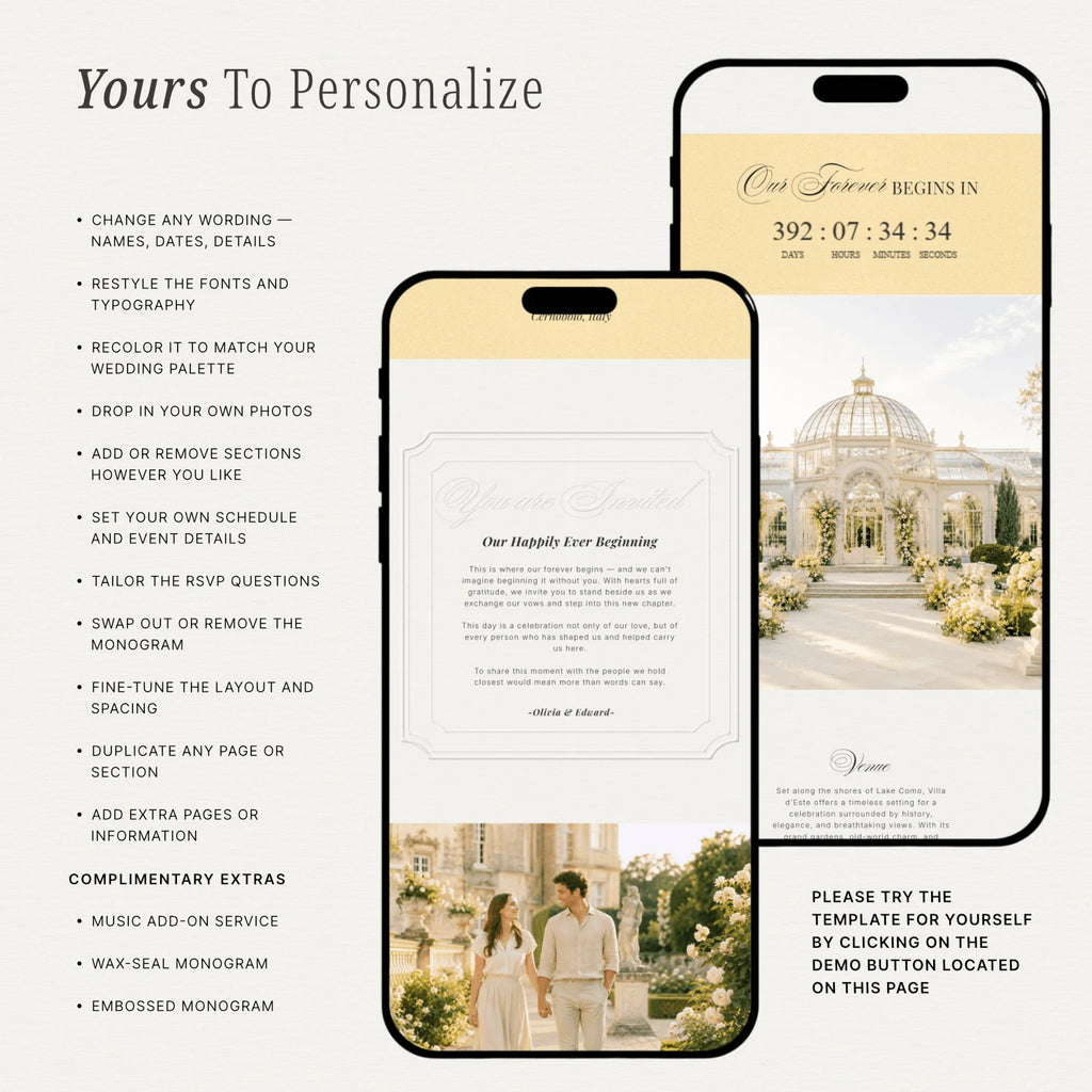Pastel Yellow Wedding Website - Elysian Series