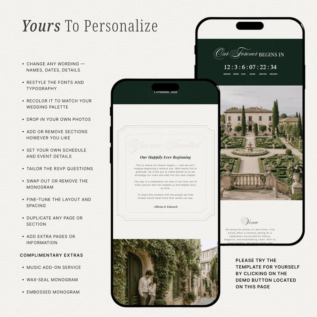 Cypress Green Wedding Website - Elysian Series