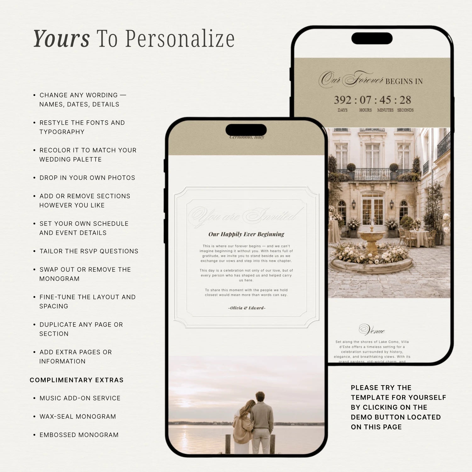 Champagne Beige Wedding Website - Elysian Series