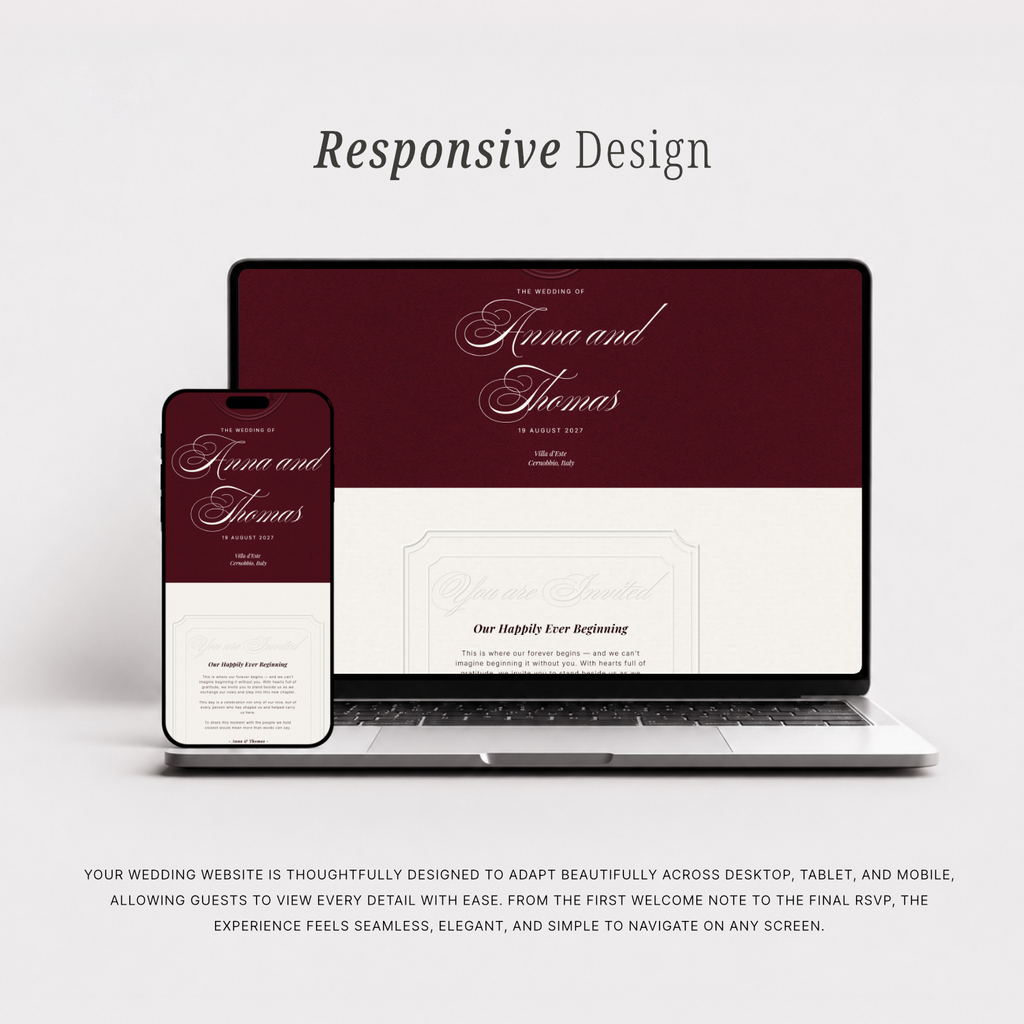 Elysian Series - Burgundy Wedding Website Edition