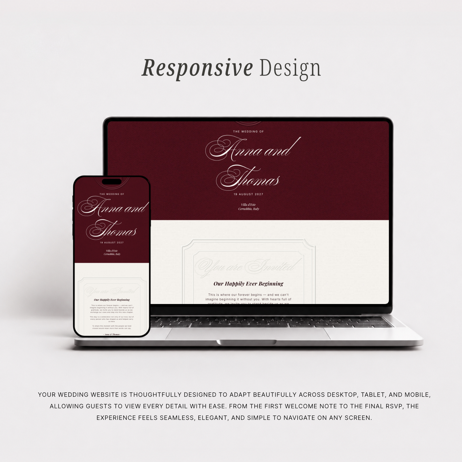 Elysian Series - Burgundy Wedding Website Edition