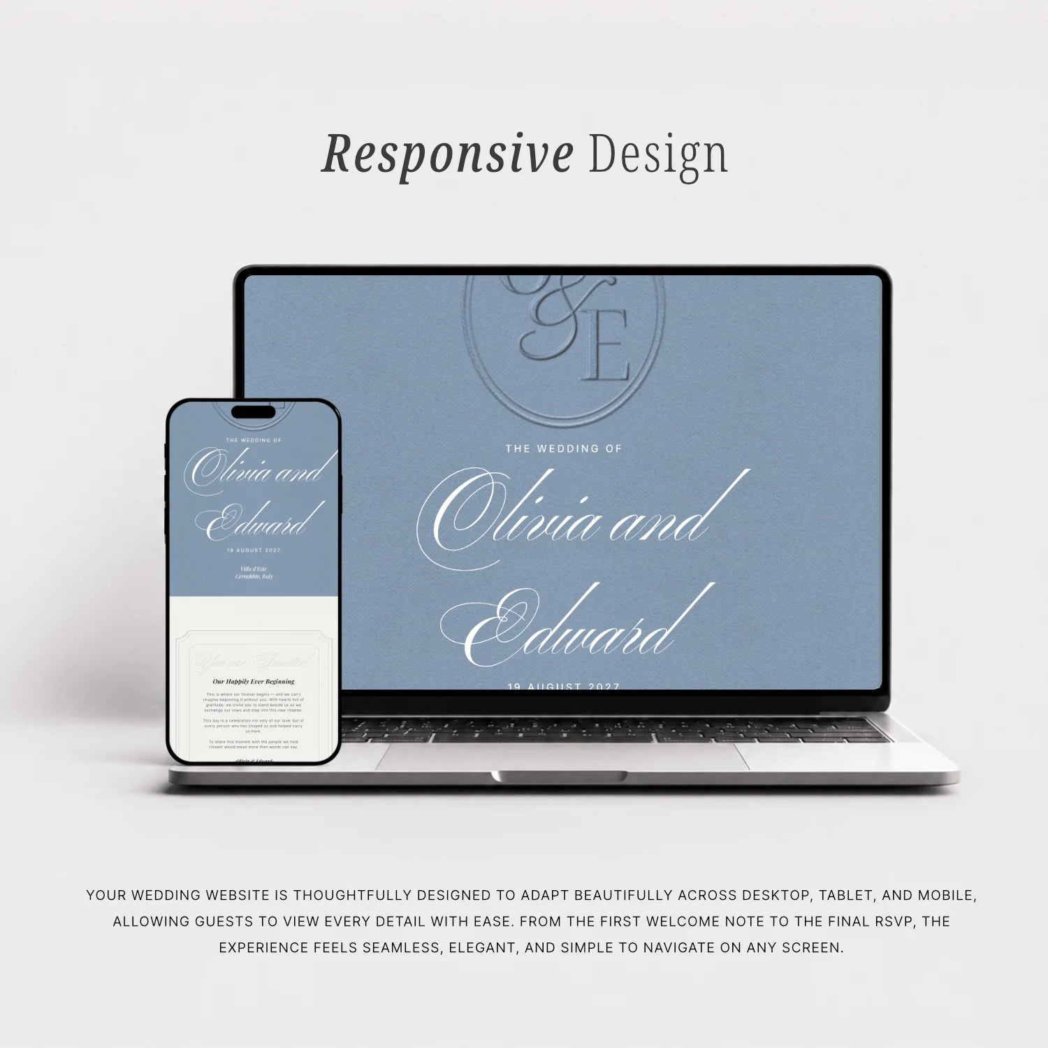Dusty Blue Wedding Website - Elysian Series