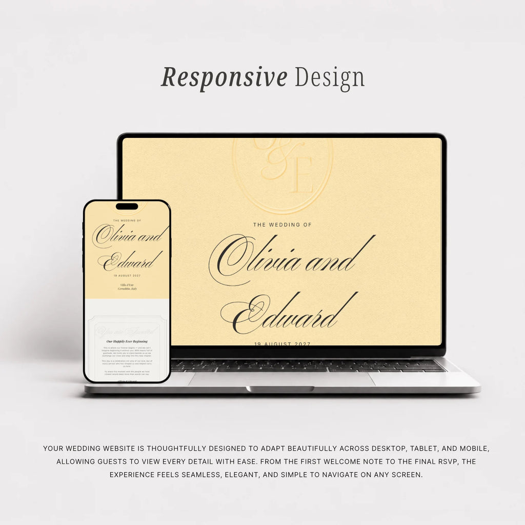 Pastel Yellow Wedding Website - Elysian Series