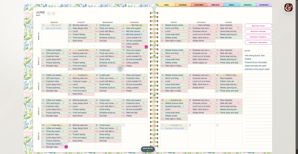 Slate & Serif digital planner Monthly View